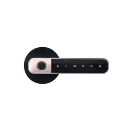กลอนดิจิตอล LOCKHOME รุ่น WOODY LOCK กลอนก้านโยกรุ่นมือจับ สีดำ/ชมพู ประตูบานผลัก_0